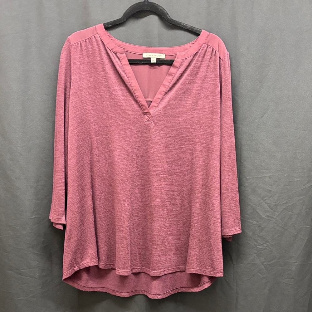 41 Hawthorn Burgandy Split Neck Blouse